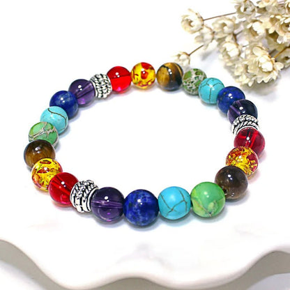 7 Chakra Healing Beaded Bracelet with Natural Lava Precious Stones [SELECTION] - ALOE WINGS STORE