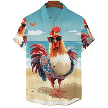 Funny Chicken Graphic Unisex Collared Shirts Collection - ALOE WINGS STORE