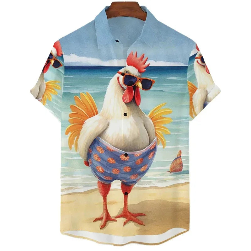 Funny Chicken Graphic Unisex Collared Shirts Collection - ALOE WINGS STORE