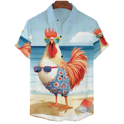 Funny Chicken Graphic Unisex Collared Shirts Collection - ALOE WINGS STORE
