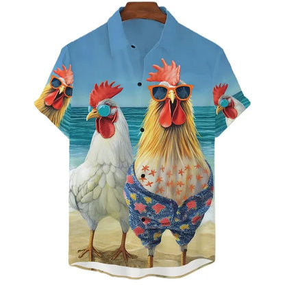 Funny Chicken Graphic Unisex Collared Shirts Collection - ALOE WINGS STORE