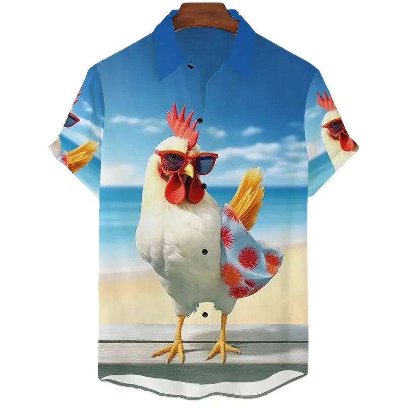 Funny Chicken Graphic Unisex Collared Shirts Collection - ALOE WINGS STORE