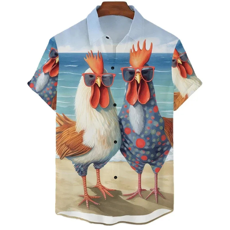 Funny Chicken Graphic Unisex Collared Shirts Collection - ALOE WINGS STORE