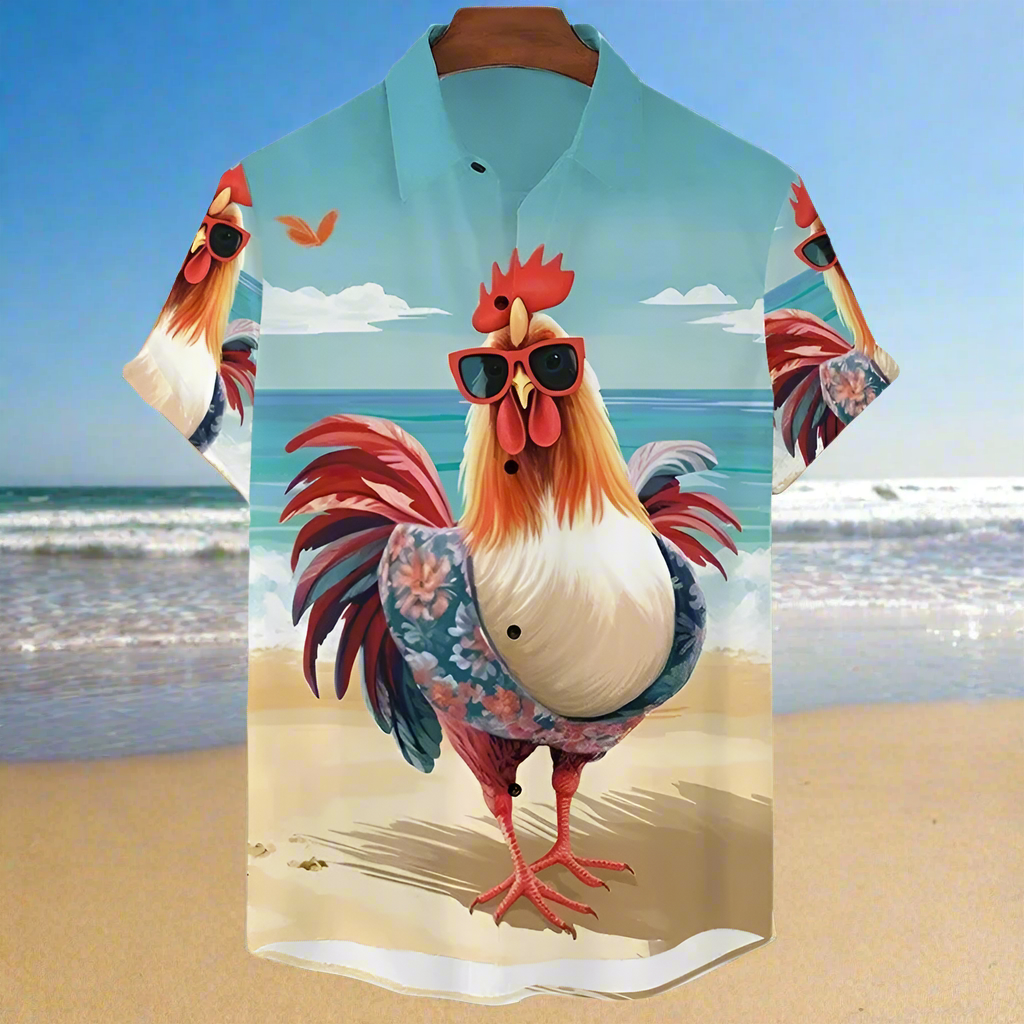 Funny Chicken Graphic Unisex Collared Shirts Collection - ALOE WINGS STORE