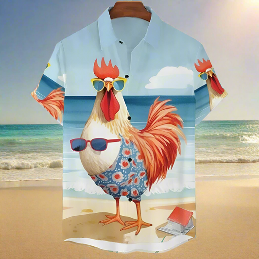 Funny Chicken Graphic Unisex Collared Shirts Collection - ALOE WINGS STORE