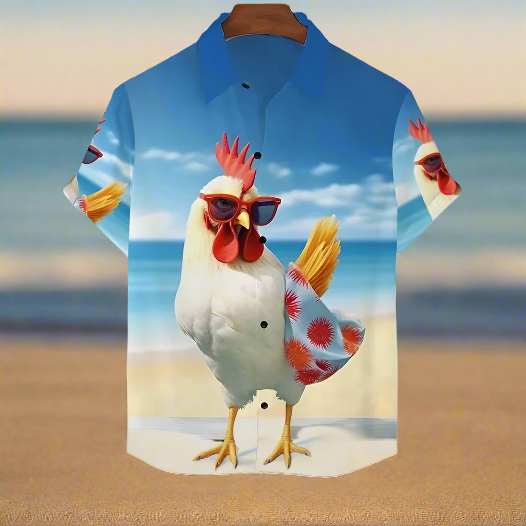 Funny Chicken Graphic Unisex Collared Shirts Collection - ALOE WINGS STORE