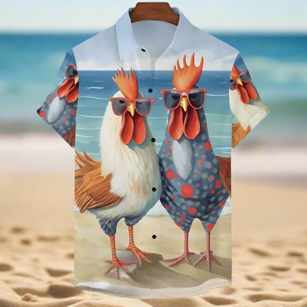 Funny Chicken Graphic Unisex Collared Shirts Collection - ALOE WINGS STORE