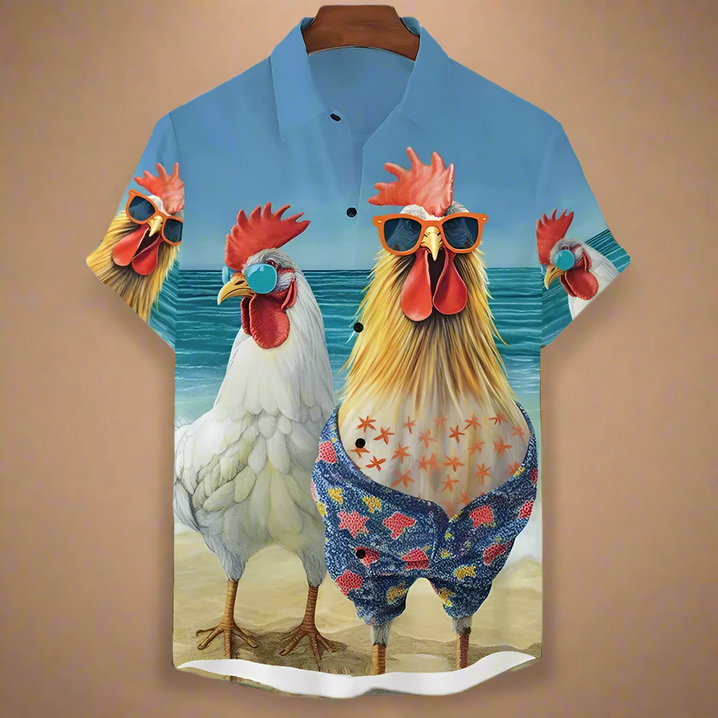 Funny Chicken Graphic Unisex Collared Shirts Collection - ALOE WINGS STORE