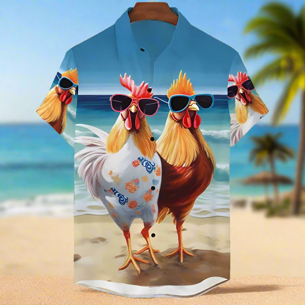 Funny Chicken Graphic Unisex Collared Shirts Collection - ALOE WINGS STORE