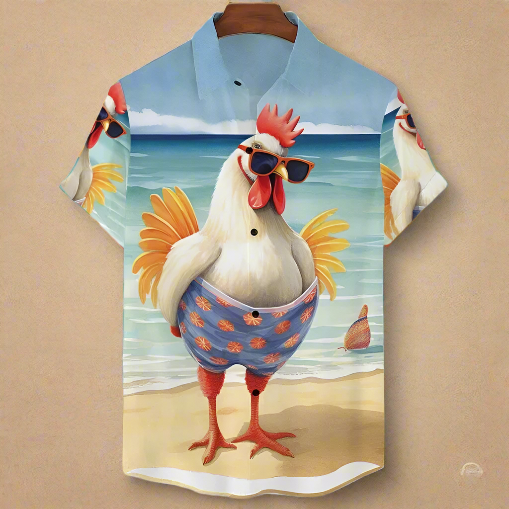 Funny Chicken Graphic Unisex Collared Shirts Collection - ALOE WINGS STORE