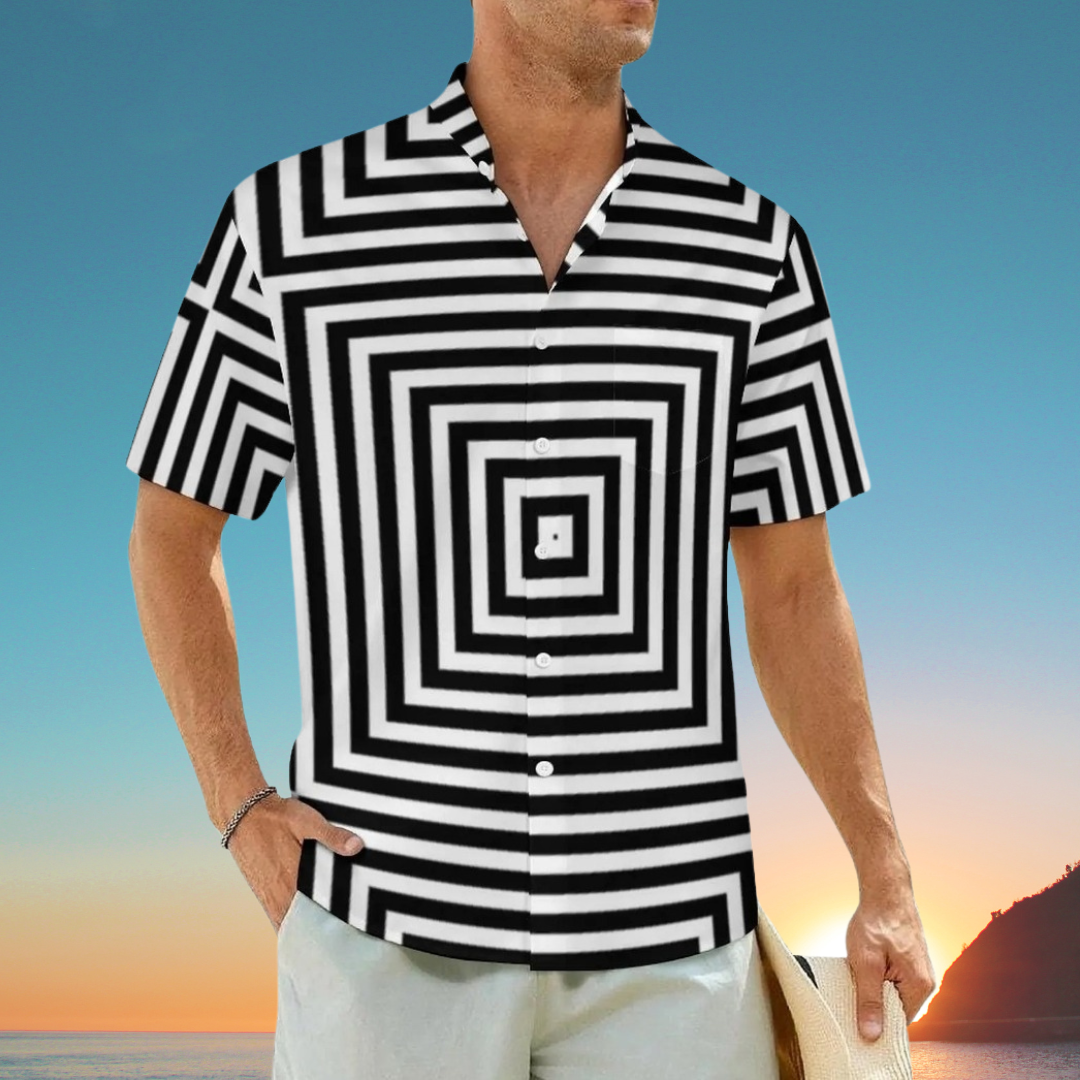 2.Men's Casual Funky Art Short Sleeve Collared Beach Shirts Collection - ALOE WINGS STORE