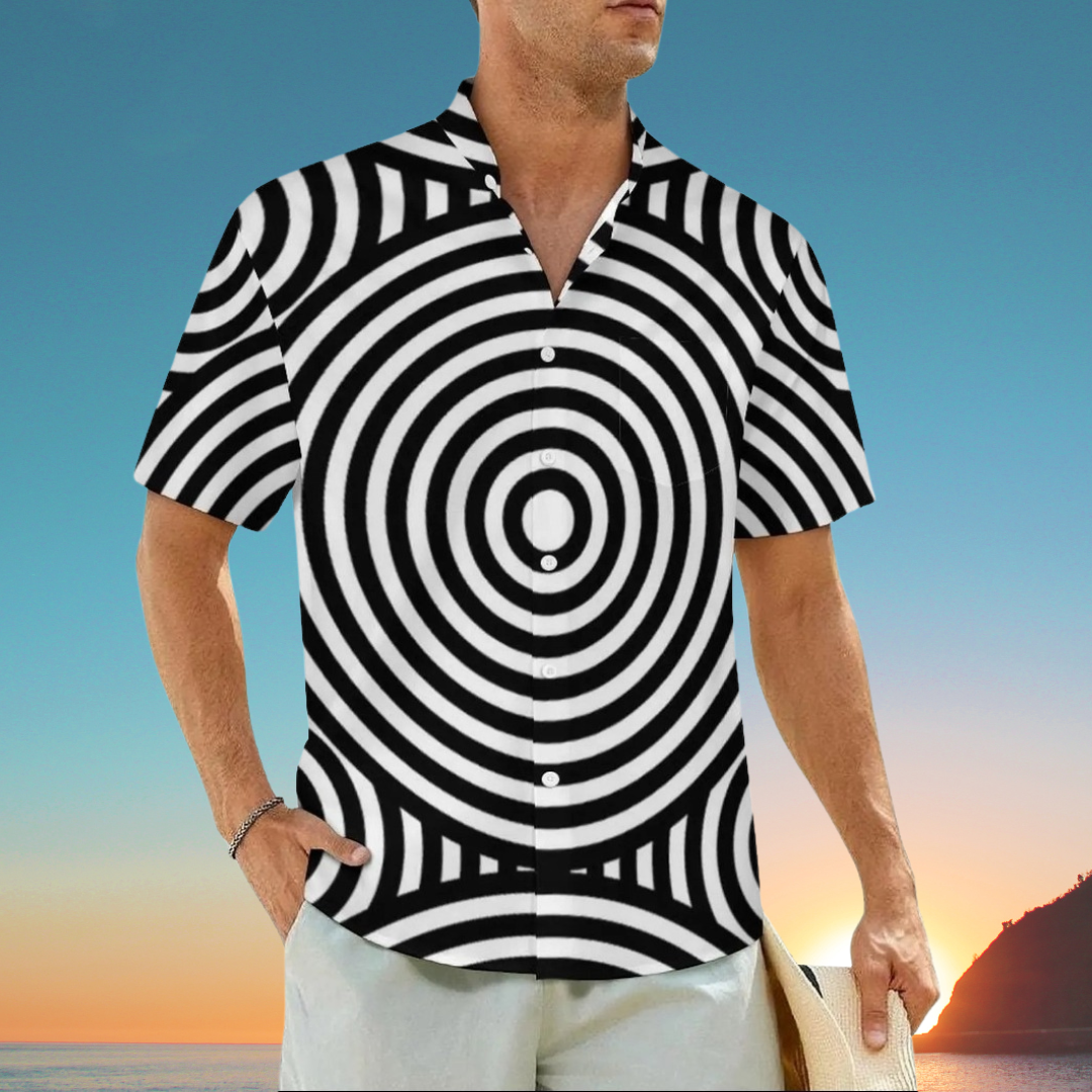 2.Men's Casual Funky Art Short Sleeve Collared Beach Shirts Collection - ALOE WINGS STORE