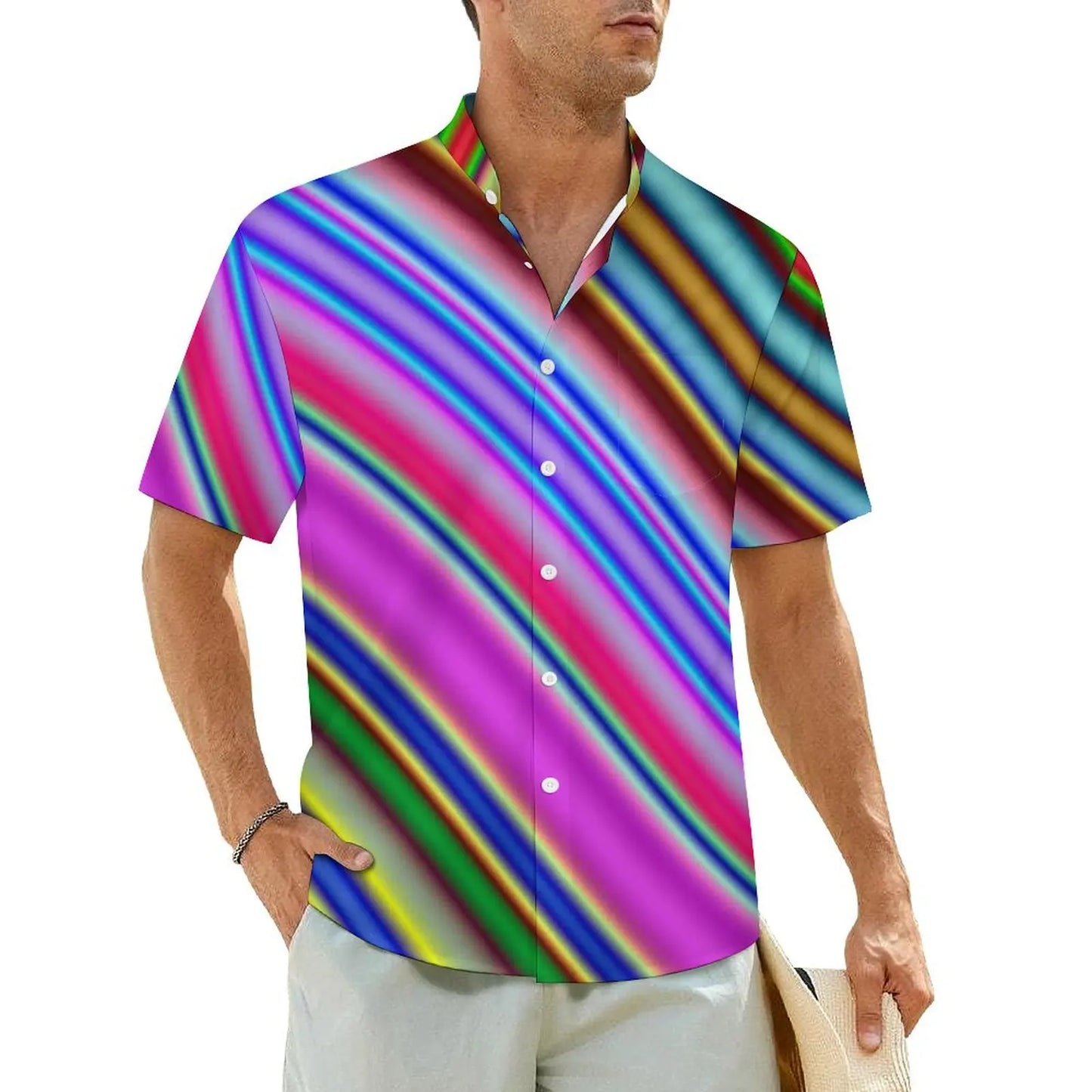 1.Men's Casual Funky Art Short Sleeve Collared Beach Shirts Collection - ALOE WINGS STORE