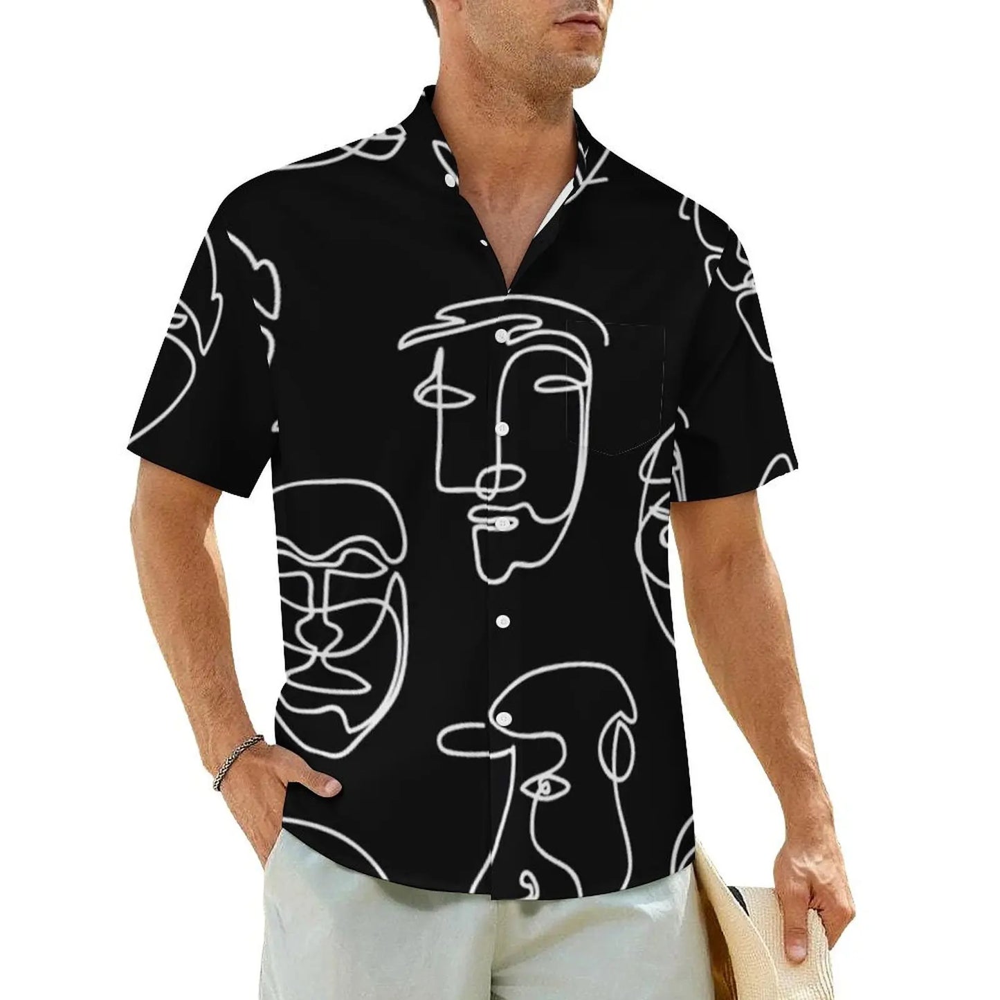 1.Men's Casual Funky Art Short Sleeve Collared Beach Shirts Collection - ALOE WINGS STORE