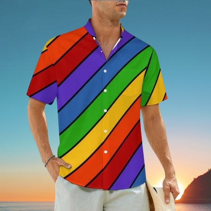 1.Men's Casual Funky Art Short Sleeve Collared Beach Shirts Collection - ALOE WINGS STORE