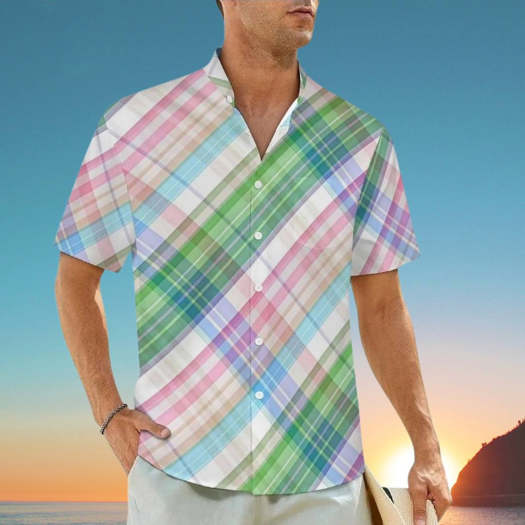1.Men's Casual Funky Art Short Sleeve Collared Beach Shirts Collection - ALOE WINGS STORE