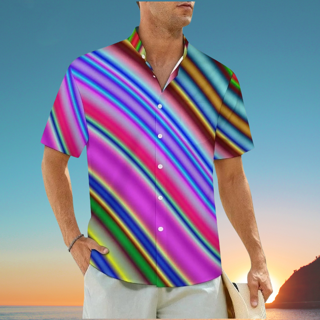 1.Men's Casual Funky Art Short Sleeve Collared Beach Shirts Collection - ALOE WINGS STORE