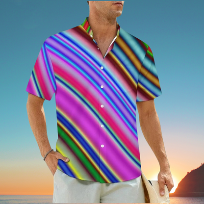1.Men's Casual Funky Art Short Sleeve Collared Beach Shirts Collection - ALOE WINGS STORE