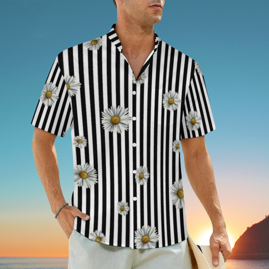 1.Men's Casual Funky Art Short Sleeve Collared Beach Shirts Collection - ALOE WINGS STORE