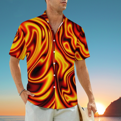 1.Men's Casual Funky Art Short Sleeve Collared Beach Shirts Collection - ALOE WINGS STORE