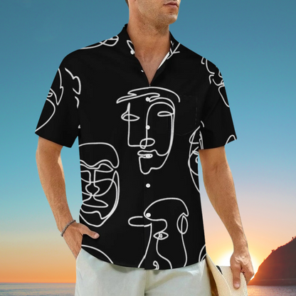 1.Men's Casual Funky Art Short Sleeve Collared Beach Shirts Collection - ALOE WINGS STORE