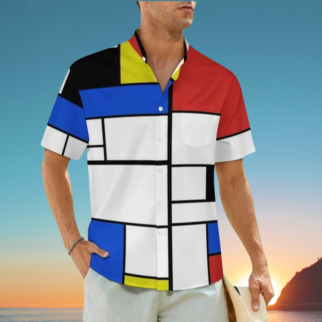 1.Men's Casual Funky Art Short Sleeve Collared Beach Shirts Collection - ALOE WINGS STORE