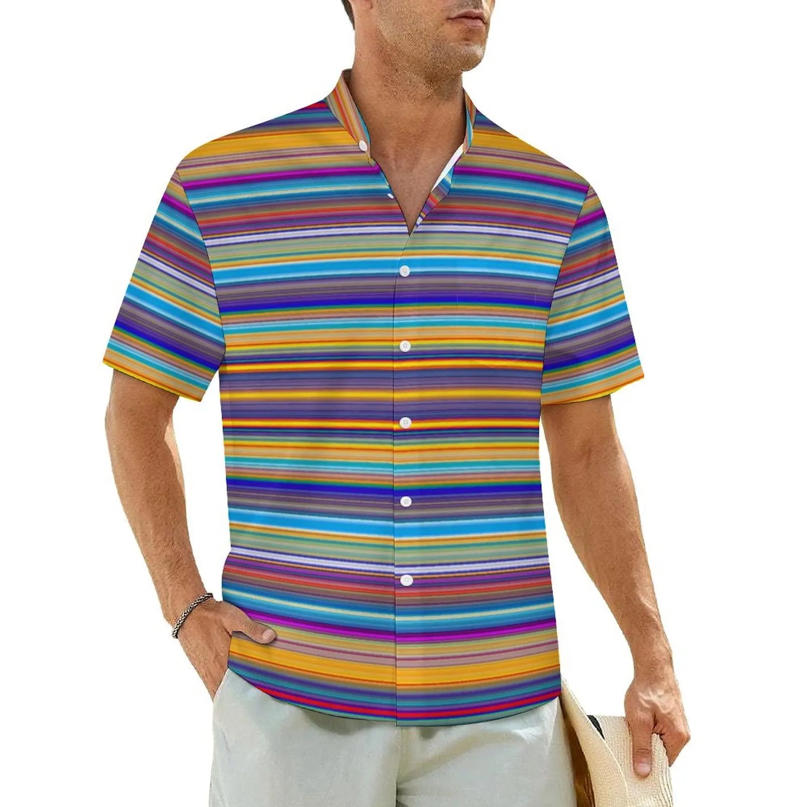 3.Men's Casual Funky Art Short Sleeve Collared Beach Shirts Collection - ALOE WINGS STORE