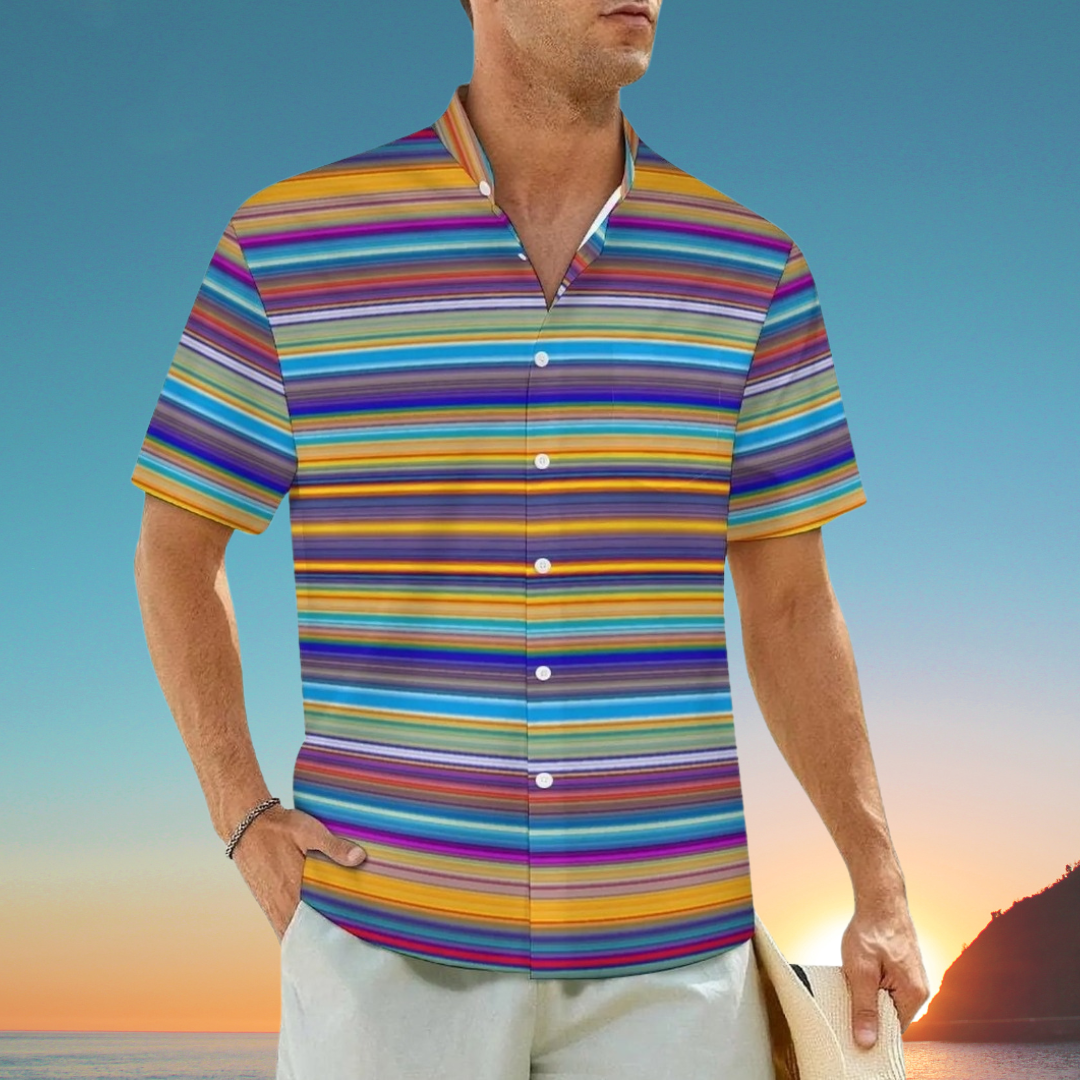 3.Men's Casual Funky Art Short Sleeve Collared Beach Shirts Collection - ALOE WINGS STORE