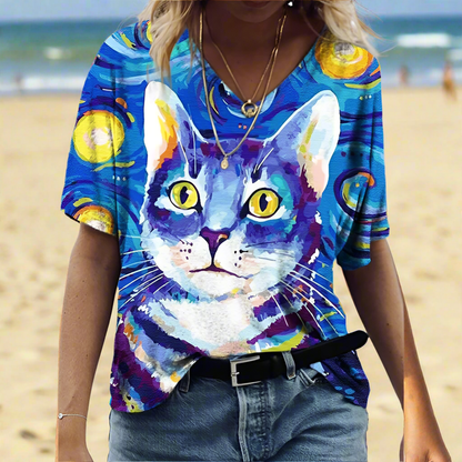 1.Chic & Playful 3D Cat Print T-Shirts - ALOE WINGS STORE