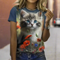 Artistic 3D Printed Cute Cat T-Shirt Collection - ALOE WINGS STORE