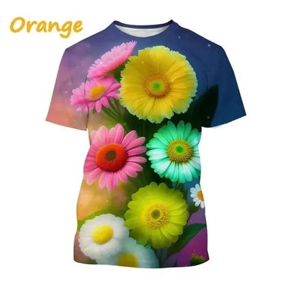 3.Unisex Chrysanthemum & Daisies 3D  T-Shirts (XS-4XL) - ALOE WINGS STORE