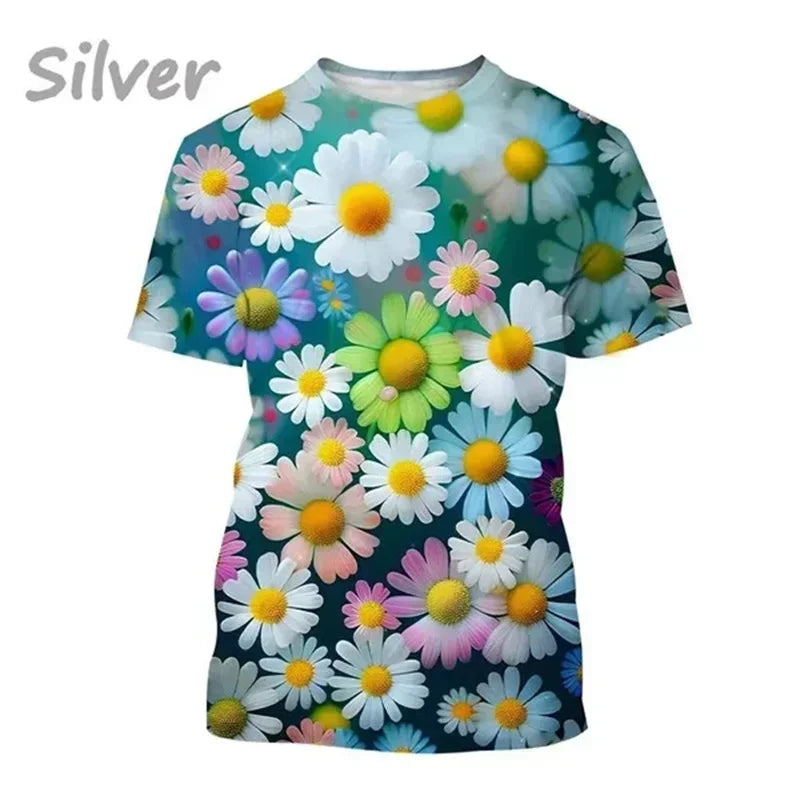 3.Unisex Chrysanthemum & Daisies 3D  T-Shirts (XS-4XL) - ALOE WINGS STORE