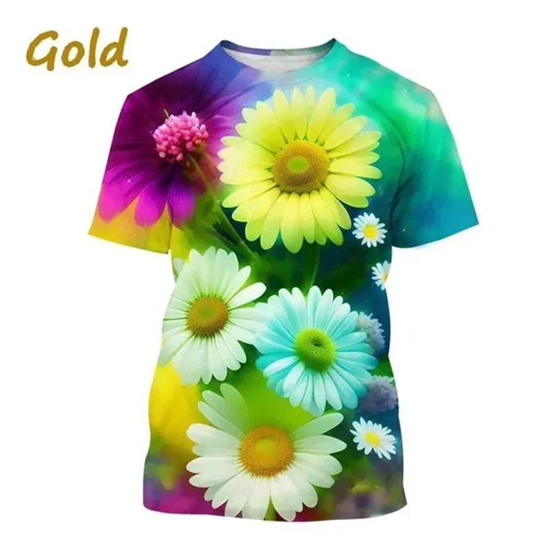 3.Unisex Chrysanthemum & Daisies 3D  T-Shirts (XS-4XL) - ALOE WINGS STORE