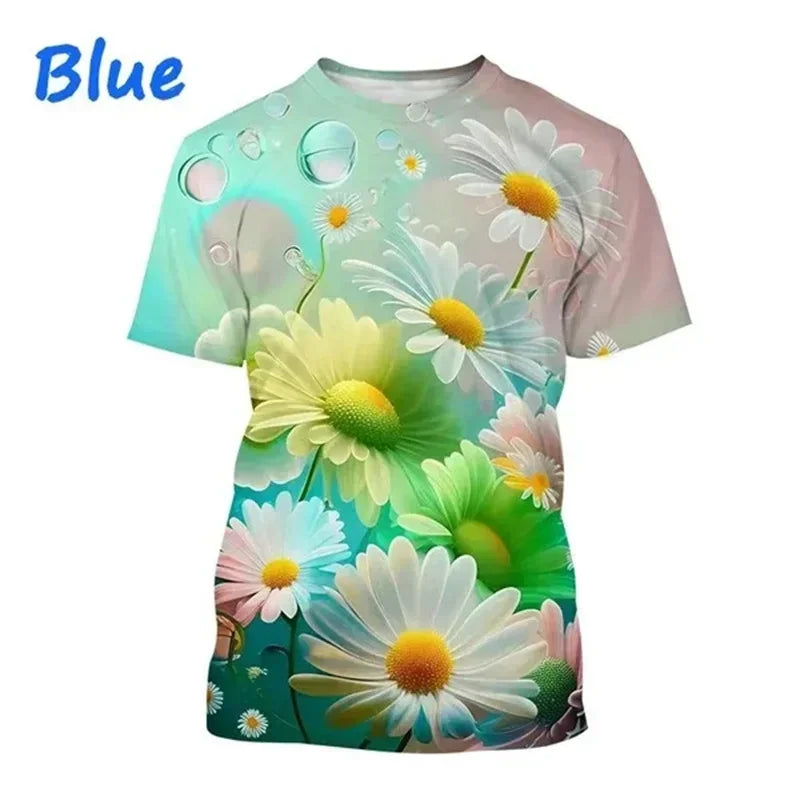 3.Unisex Chrysanthemum & Daisies 3D  T-Shirts (XS-4XL) - ALOE WINGS STORE