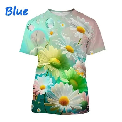 3.Unisex Chrysanthemum & Daisies 3D  T-Shirts (XS-4XL) - ALOE WINGS STORE