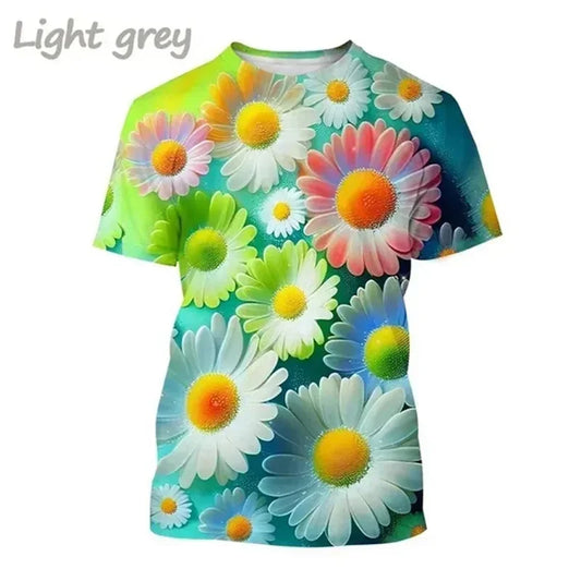 3.Unisex Chrysanthemum & Daisies 3D  T-Shirts (XS-4XL) - ALOE WINGS STORE
