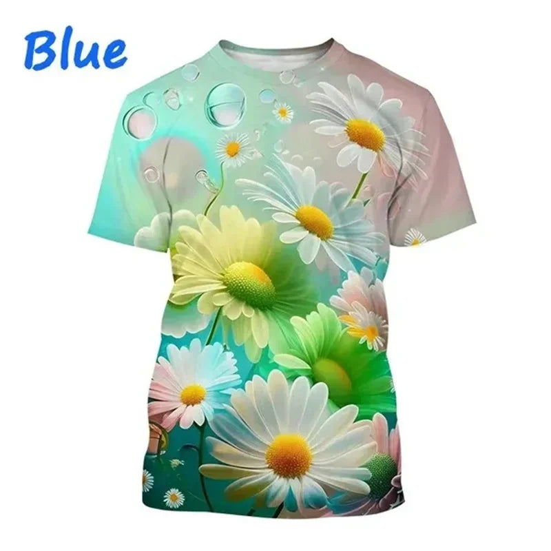3.Unisex Chrysanthemum & Daisies 3D  T-Shirts (XS-4XL) - ALOE WINGS STORE