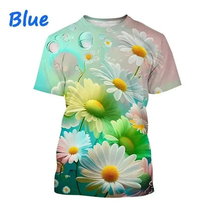 3.Unisex Chrysanthemum & Daisies 3D  T-Shirts (XS-4XL) - ALOE WINGS STORE