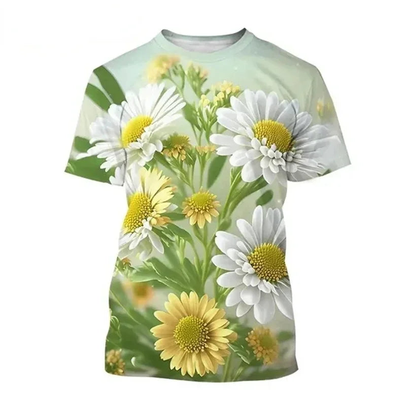 3.Unisex Chrysanthemum & Daisies 3D  T-Shirts (XS-4XL) - ALOE WINGS STORE