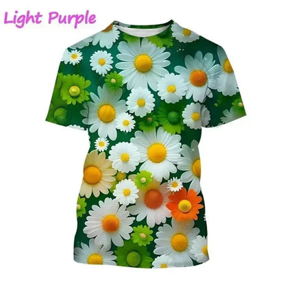 3.Unisex Chrysanthemum & Daisies 3D  T-Shirts (XS-4XL) - ALOE WINGS STORE