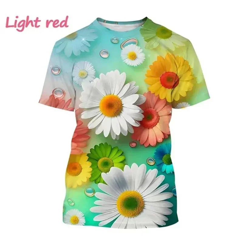 3.Unisex Chrysanthemum & Daisies 3D  T-Shirts (XS-4XL) - ALOE WINGS STORE