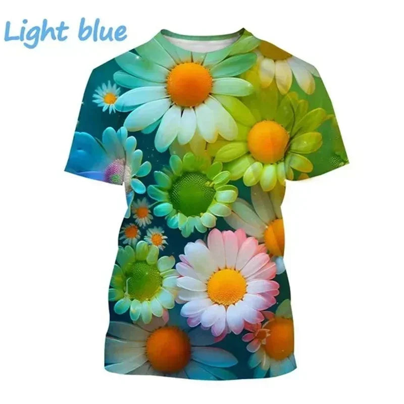 3.Unisex Chrysanthemum & Daisies 3D  T-Shirts (XS-4XL) - ALOE WINGS STORE