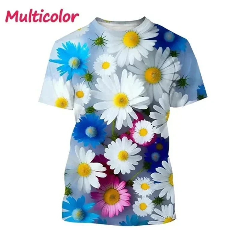 3.Unisex Chrysanthemum & Daisies 3D  T-Shirts (XS-4XL) - ALOE WINGS STORE