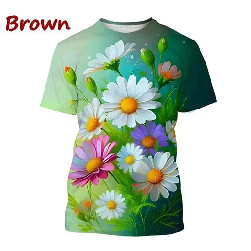 3.Unisex Chrysanthemum & Daisies 3D  T-Shirts (XS-4XL) - ALOE WINGS STORE