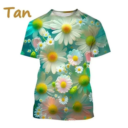3.Unisex Chrysanthemum & Daisies 3D  T-Shirts (XS-4XL) - ALOE WINGS STORE