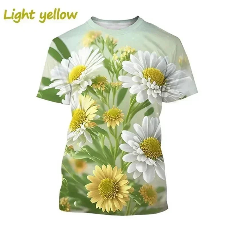 3.Unisex Chrysanthemum & Daisies 3D  T-Shirts (XS-4XL) - ALOE WINGS STORE