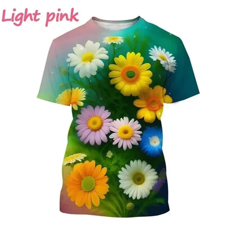 3.Unisex Chrysanthemum & Daisies 3D  T-Shirts (XS-4XL) - ALOE WINGS STORE