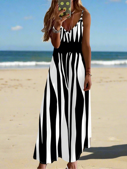 Women's Elegant Vintage Sleeveless V-Neck Halter Summer Dress Collection - ALOE WINGS STORE