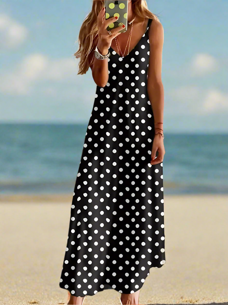 Women's Elegant Vintage Sleeveless V-Neck Halter Summer Dress Collection - ALOE WINGS STORE