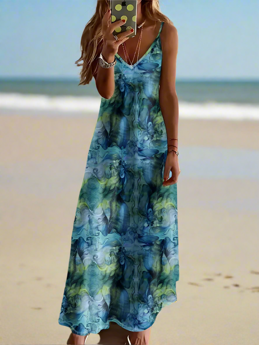 Women's Elegant Vintage Sleeveless V-Neck Halter Summer Dress Collection - ALOE WINGS STORE